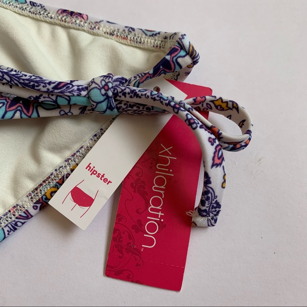 Xhilaration Size Medium Boho Smocked Paisley String Bikini Bottom NWT - Picture 8 of 14